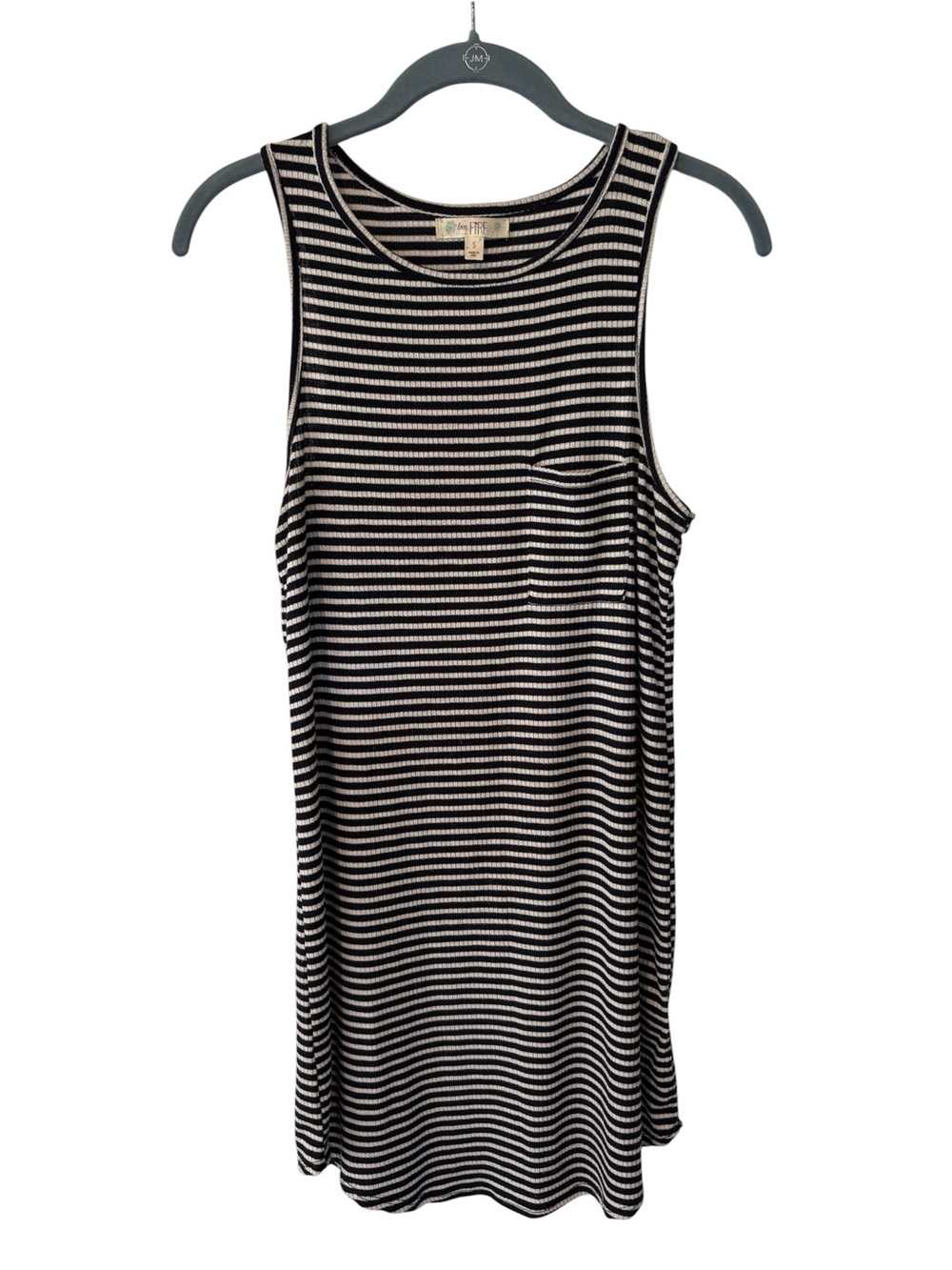 Love Fire Black & Cream Ribbed Striped Tank